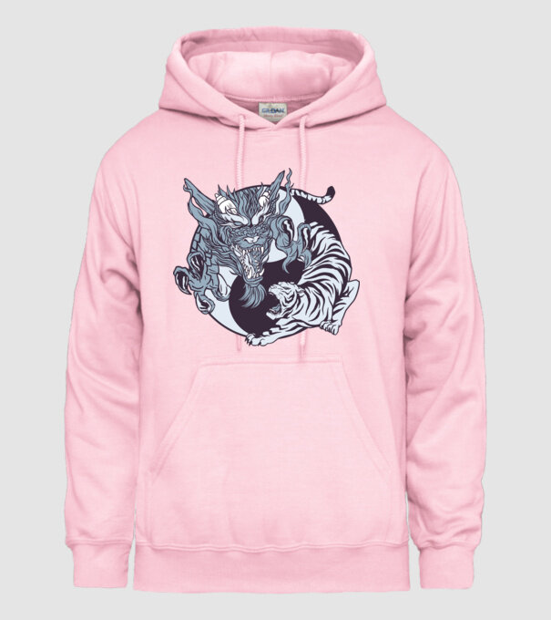 Yin Yang cu animale model roz deschis pe tricou