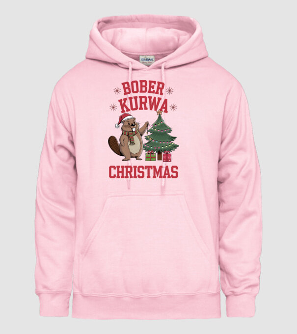 Bober Kurwa Christmas 3 model roz deschis pe tricou