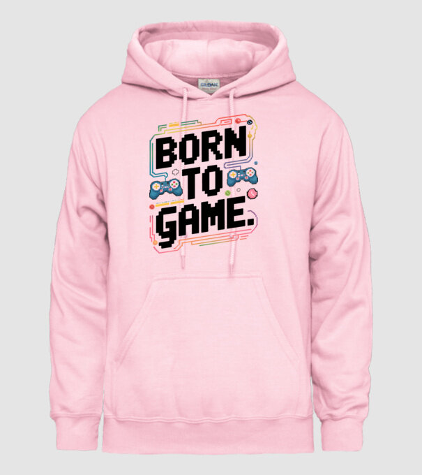 Born to Game Pixel Alb model roz deschis pe tricou