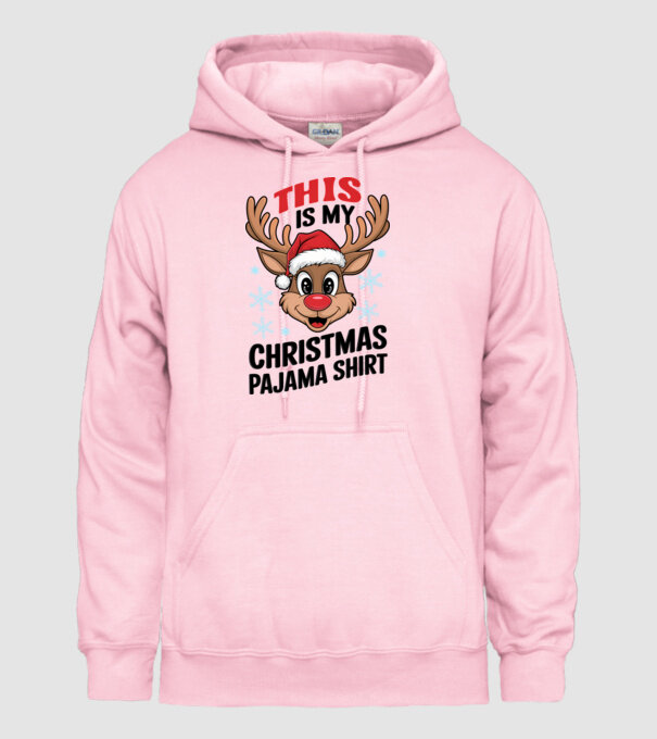 Christmas Pajama Reindeer Alb model roz deschis pe tricou