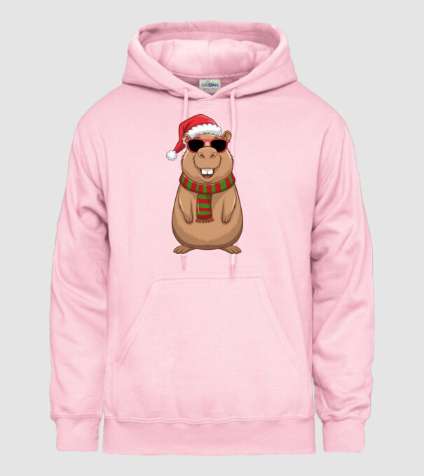 Crăciunul capybara model roz deschis pe tricou