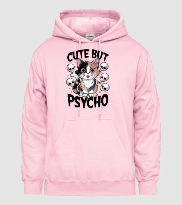 Cute, but Psycho pisică Alb model roz deschis pe tricou