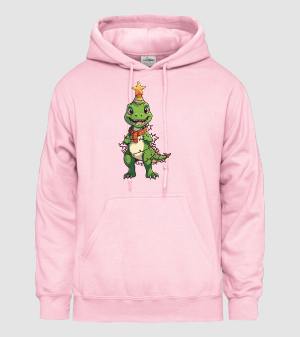 dinozaur pom de Crăciun model roz deschis pe tricou