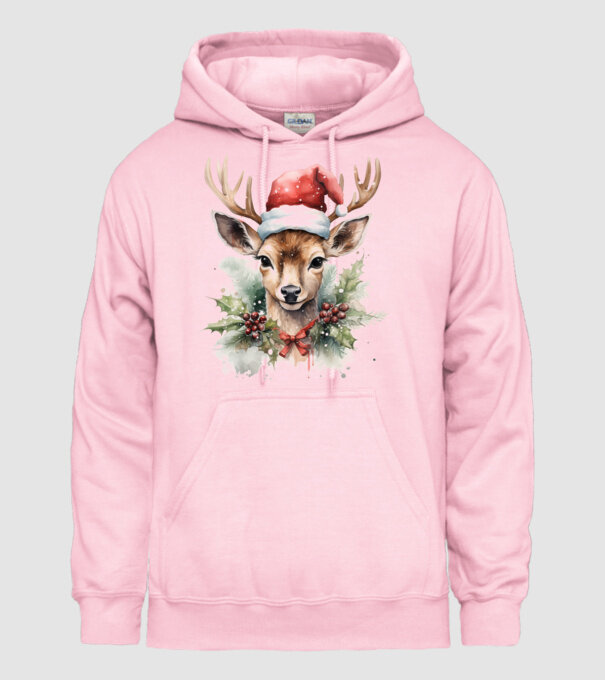 Festive Reindeer model roz deschis pe tricou
