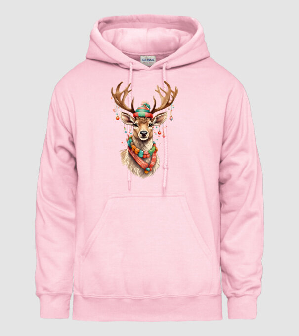 Festive Reindeer model roz deschis pe tricou