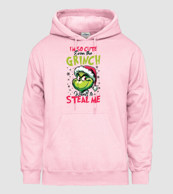 I'm so cute even the Grinch wants to steal me model roz deschis pe tricou