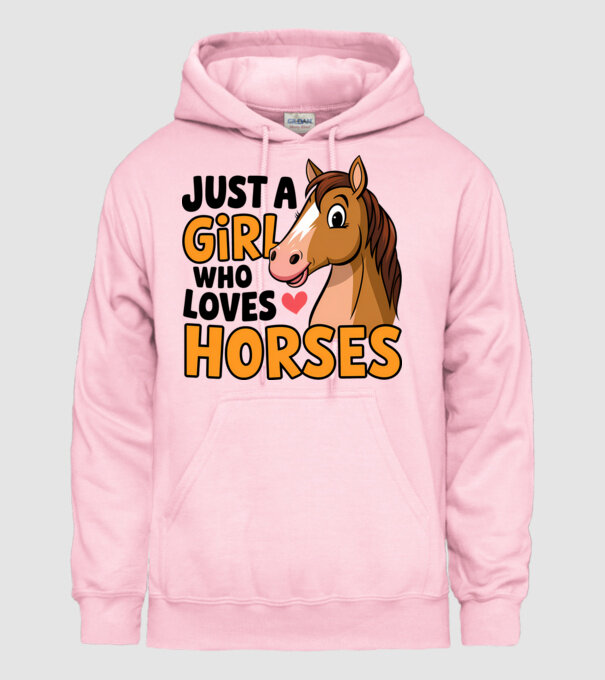 Just a girl who loves horses Alb model roz deschis pe tricou
