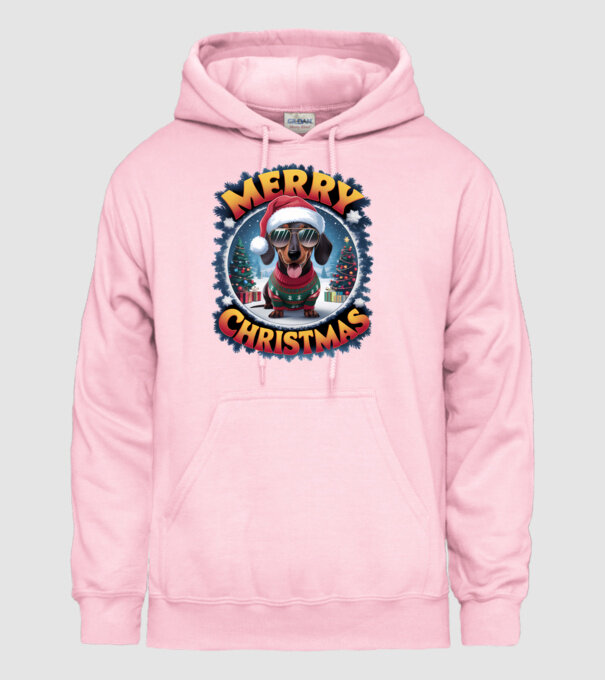 Merry Christmas Teckel model roz deschis pe tricou