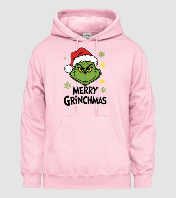 Merry Grinchmas Alb model roz deschis pe tricou
