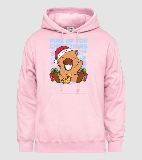 Pull up for christmas Capybara model roz deschis pe tricou