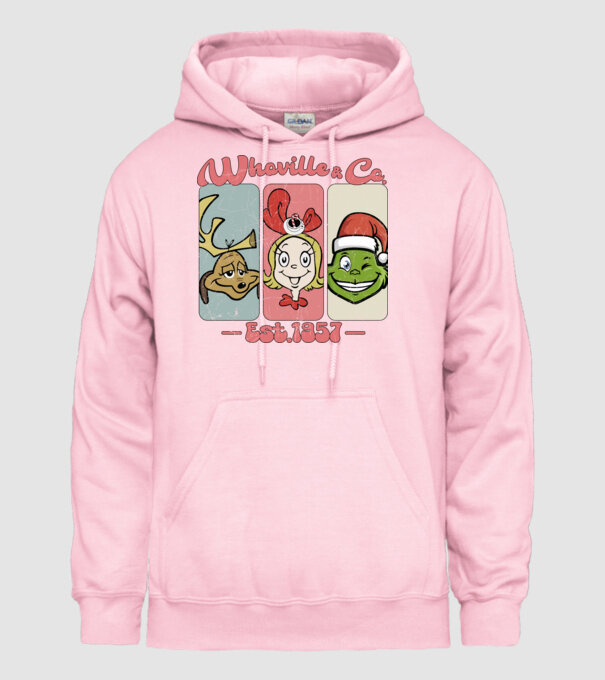 Whoville & Co - Grinch model roz deschis pe tricou