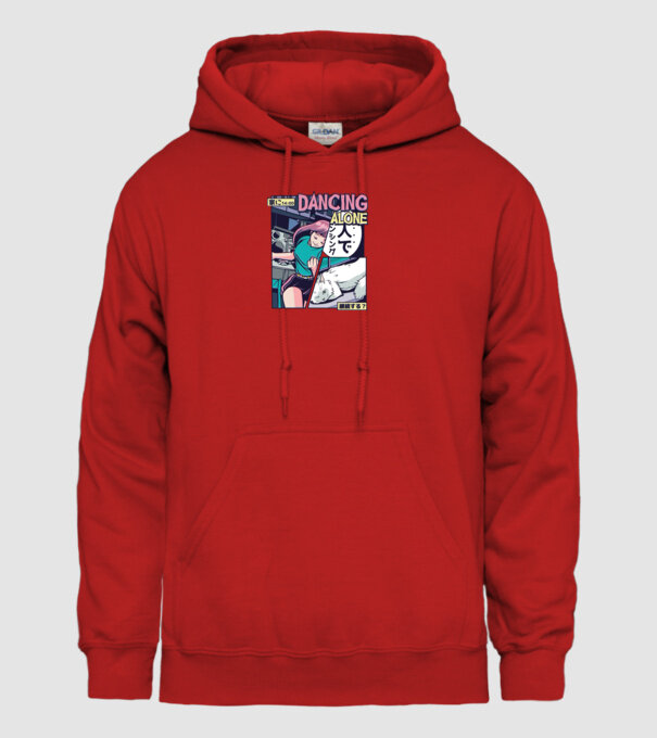 Anime Vaporwave Dancing Alone model roșu pe tricou