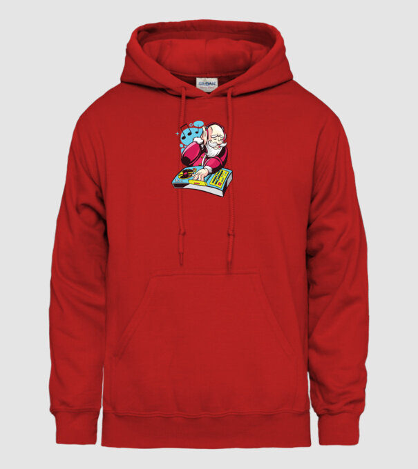 Moș Crăciun DJ model roșu pe tricou
