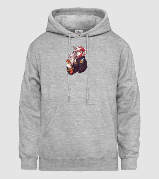 fată Anime cu sabie model gri pe tricou
