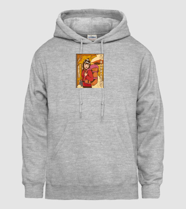 Anime fată Excursionistă model gri pe tricou