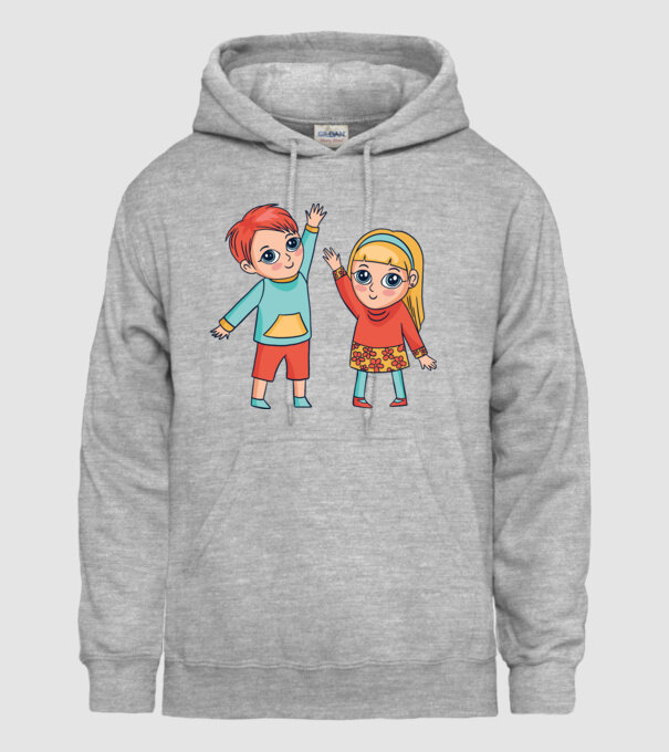 Copii fericiți model gri pe tricou
