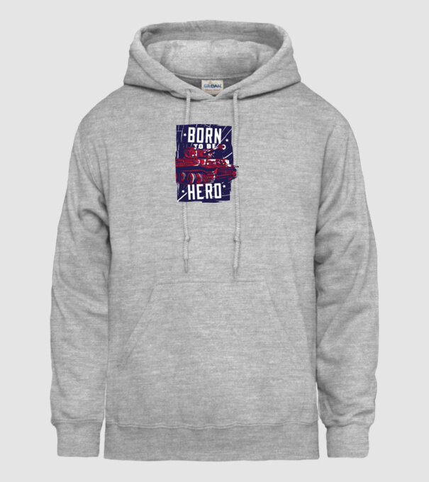 Born To be A Hero cu tanc model gri pe tricou