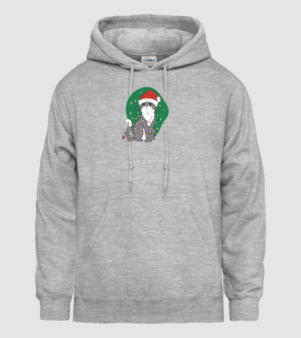 Pisică drăguță de Crăciun model gri pe tricou