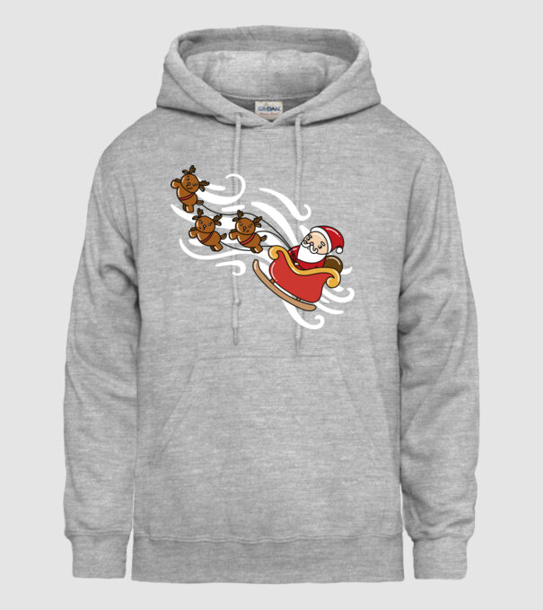Kawaii sanie Moș Crăciun model gri pe tricou