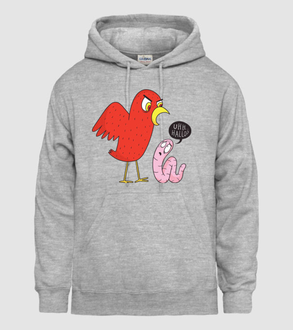 Pasăre cu vierme model gri pe tricou