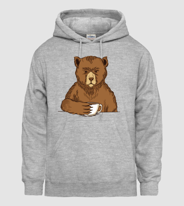 Urs cu cafea model gri pe tricou