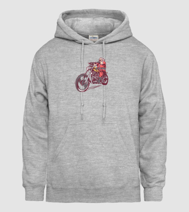 Moș Crăciun motociclist model gri pe tricou