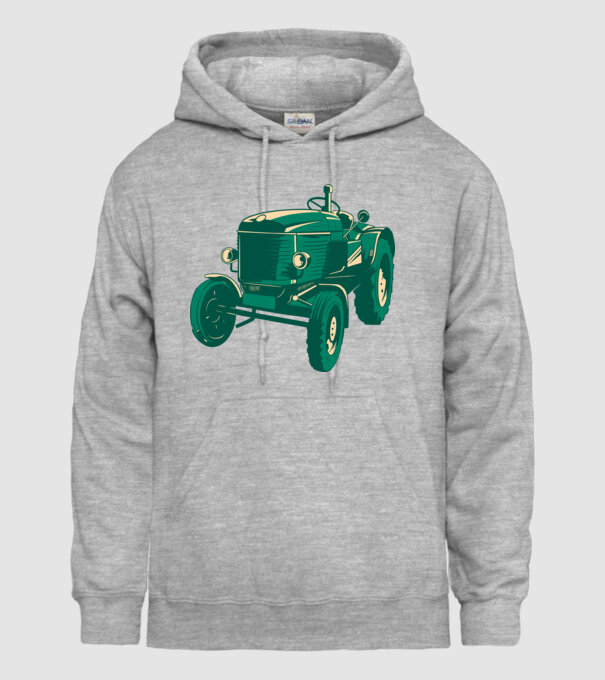 Tractor vechi model gri pe tricou