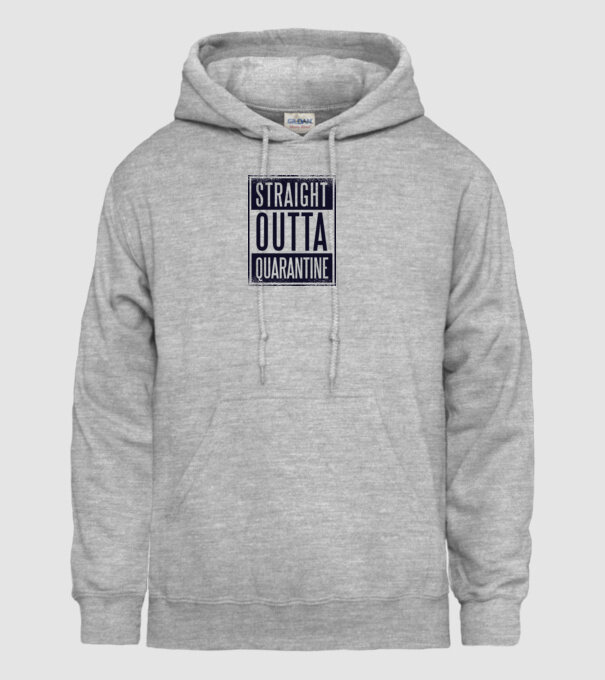 Straight outta quarantine model gri pe tricou