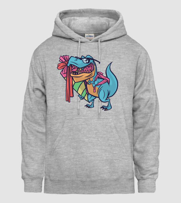 Elev T-rex model gri pe tricou