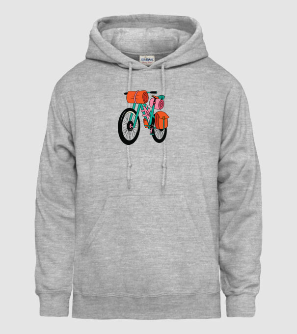 Bicicletă Drumeție model gri pe tricou