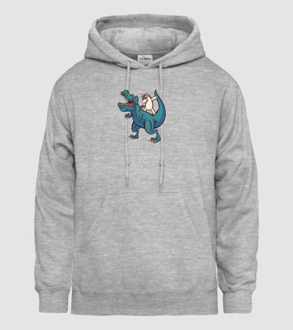 Unicorn DAB T-rex model gri pe tricou