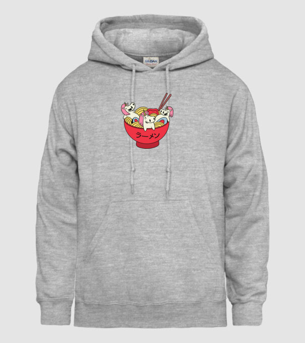 Unicorn Ramen model gri pe tricou