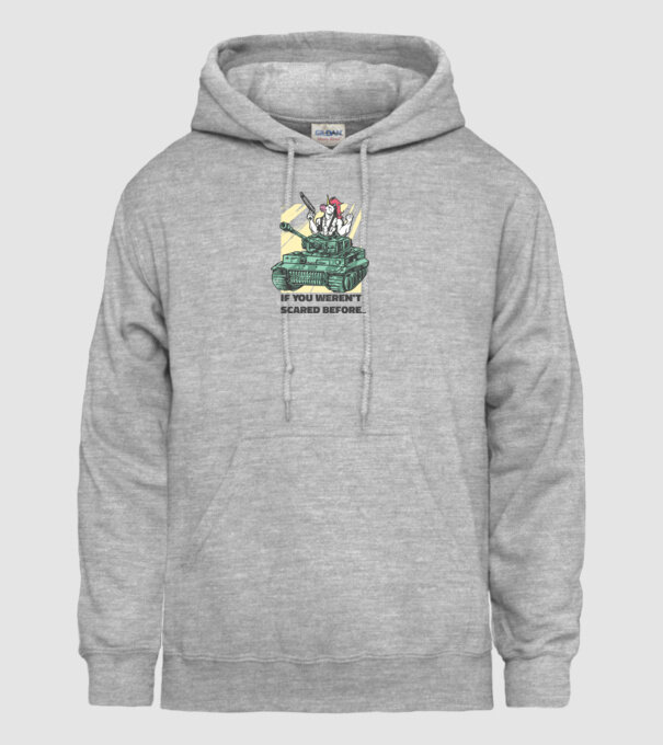 Unicorn Tanc model gri pe tricou