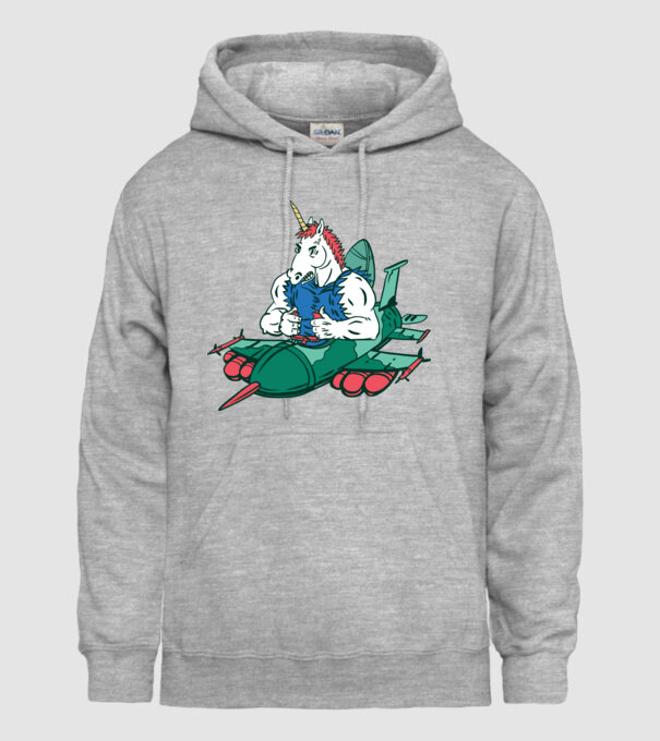 Unicorn Avion de vânătoare model gri pe tricou