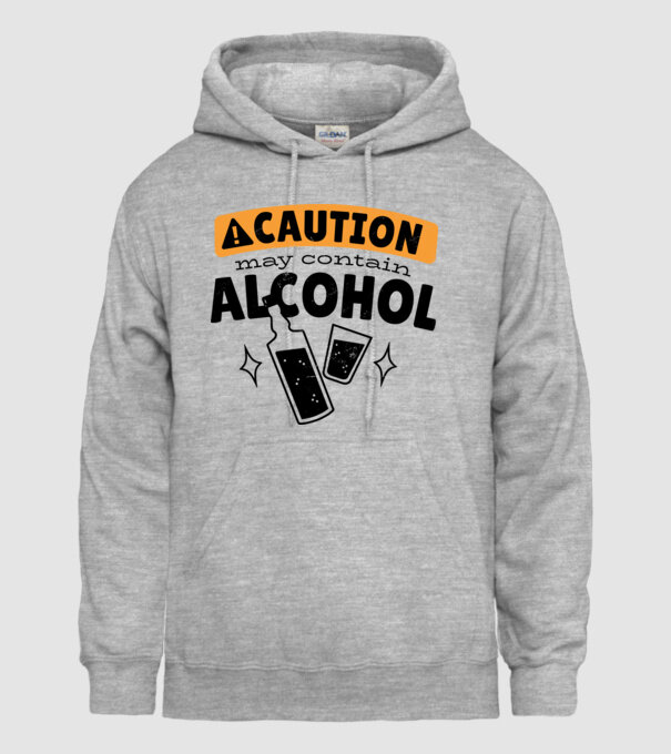 Atenție, poate conține alcool model gri pe tricou