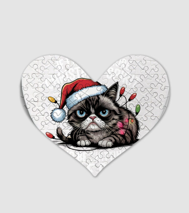 Christmas Spirit Grumpy Cat Negru model alb pe tricou