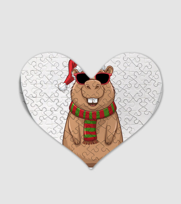 Crăciunul capybara model alb pe tricou