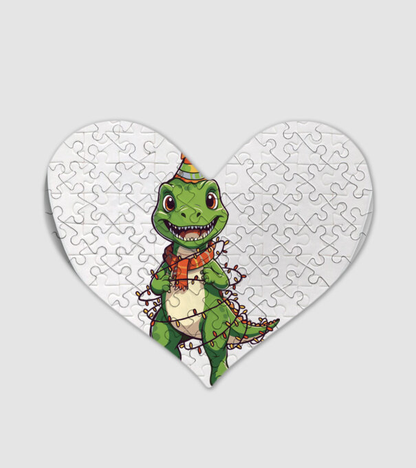 dinozaur pom de Crăciun model alb pe tricou
