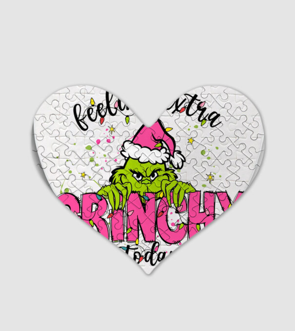 Feeling extra Grinchy today model alb pe tricou
