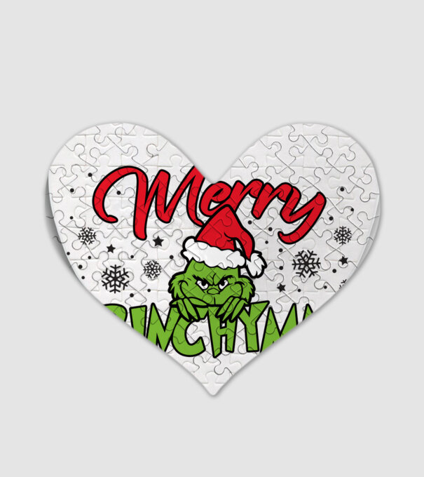 Merry Grinchymas - Grinch model alb pe tricou