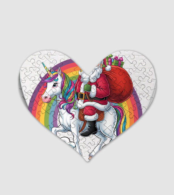 Moș Crăciun cool pe un unicorn 2 model alb pe tricou