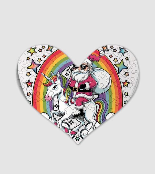Moș Crăciun cool pe un unicorn model alb pe tricou