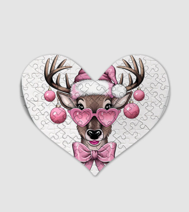 Pink Xmas Reindeer model alb pe tricou