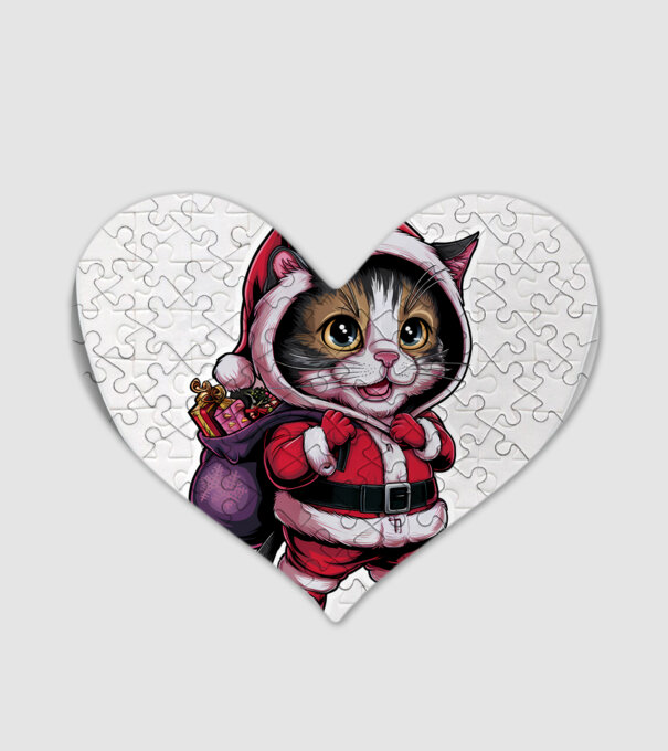Santa Cat model alb pe tricou