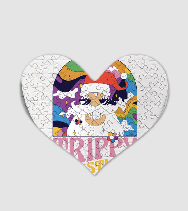 Trippy Christmas model alb pe tricou
