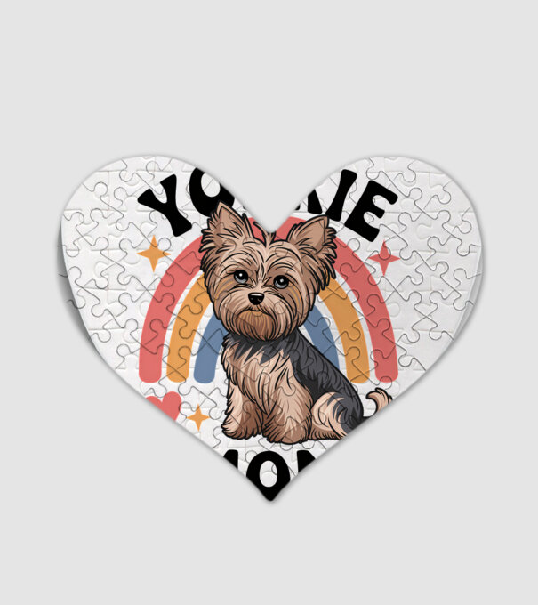 Yorkie Mom Alb model alb pe tricou