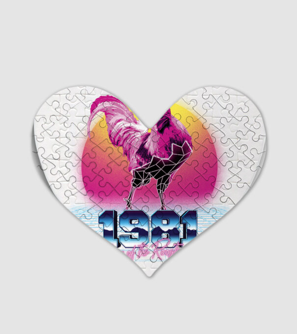 1981 Year of the Rooster model alb pe tricou