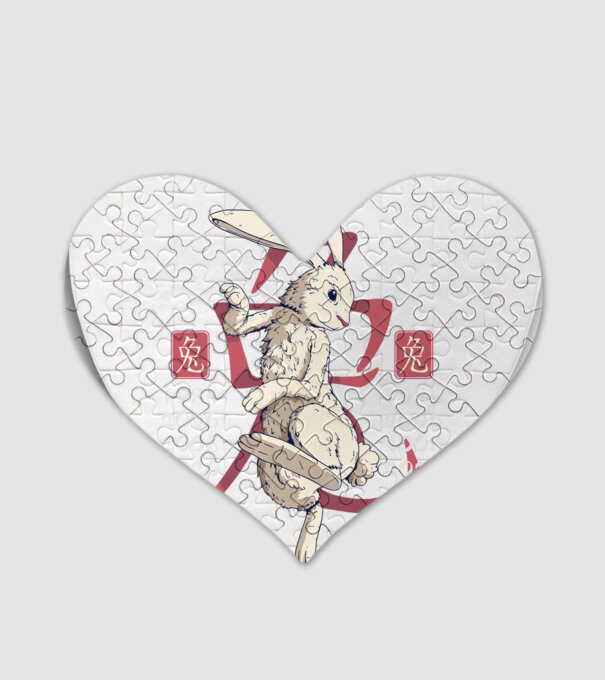 Year of the Rabbit model alb pe tricou