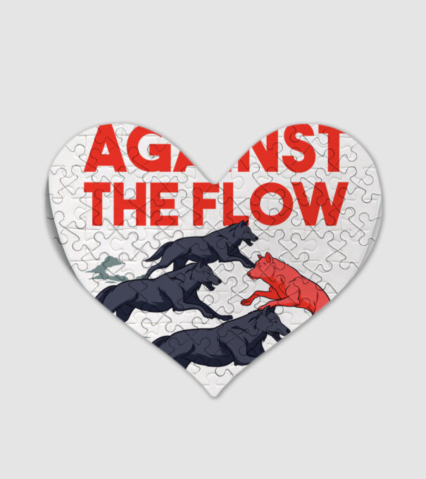 Against the flow - Împotriva curentului model alb pe tricou