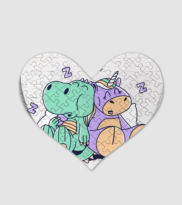 Unicorn adormit și T-rex model alb pe tricou